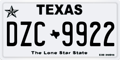 TX license plate DZC9922