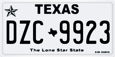 TX license plate DZC9923