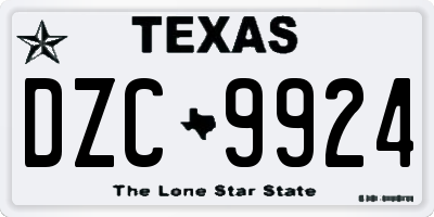 TX license plate DZC9924