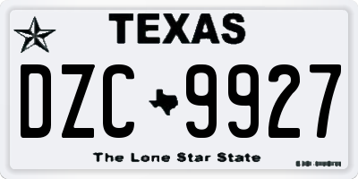 TX license plate DZC9927