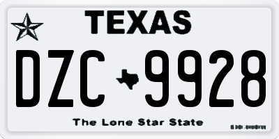 TX license plate DZC9928