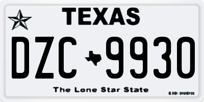 TX license plate DZC9930