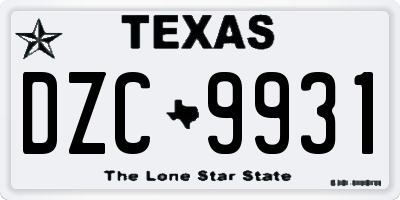 TX license plate DZC9931