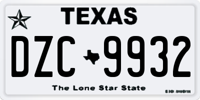 TX license plate DZC9932