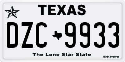 TX license plate DZC9933