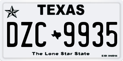 TX license plate DZC9935