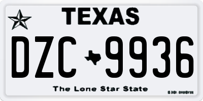 TX license plate DZC9936