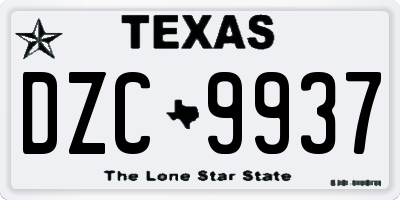 TX license plate DZC9937