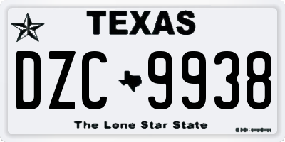TX license plate DZC9938