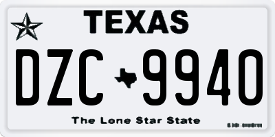 TX license plate DZC9940