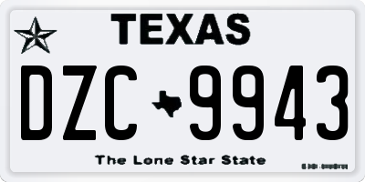 TX license plate DZC9943