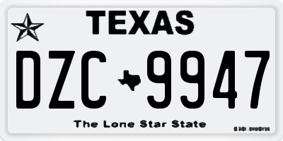 TX license plate DZC9947