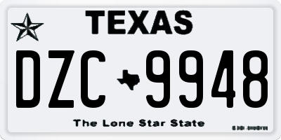 TX license plate DZC9948