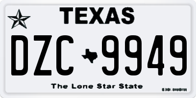 TX license plate DZC9949