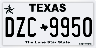 TX license plate DZC9950
