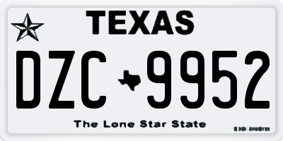 TX license plate DZC9952