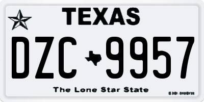 TX license plate DZC9957