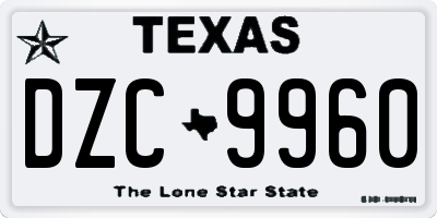 TX license plate DZC9960