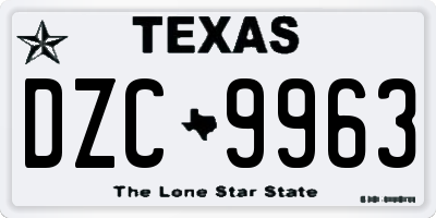 TX license plate DZC9963