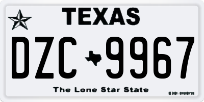 TX license plate DZC9967
