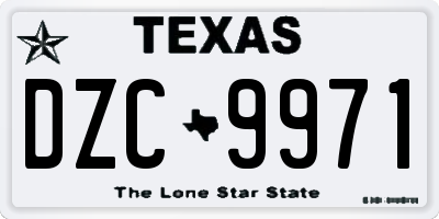TX license plate DZC9971