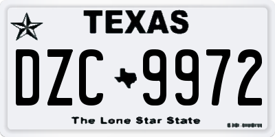 TX license plate DZC9972