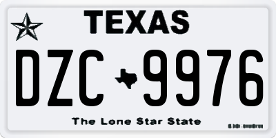 TX license plate DZC9976