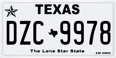 TX license plate DZC9978