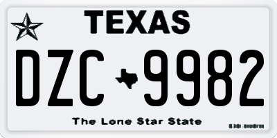 TX license plate DZC9982