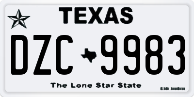TX license plate DZC9983