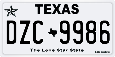 TX license plate DZC9986