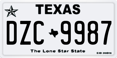 TX license plate DZC9987