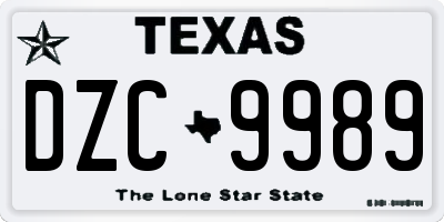 TX license plate DZC9989