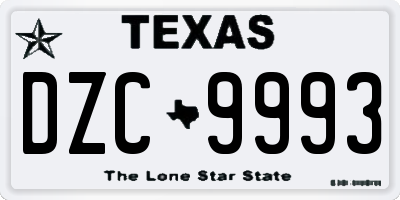 TX license plate DZC9993