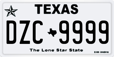 TX license plate DZC9999