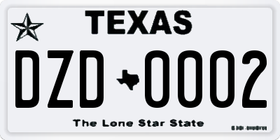 TX license plate DZD0002