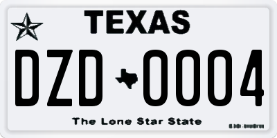 TX license plate DZD0004