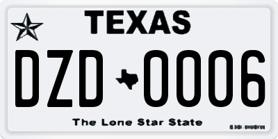 TX license plate DZD0006