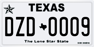 TX license plate DZD0009