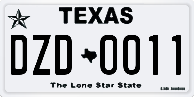 TX license plate DZD0011