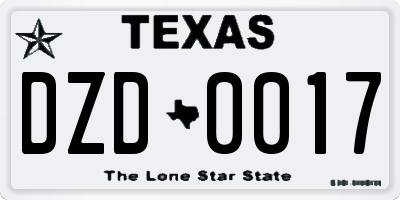 TX license plate DZD0017