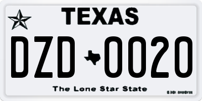 TX license plate DZD0020
