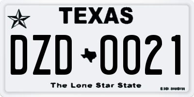 TX license plate DZD0021