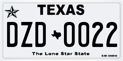 TX license plate DZD0022