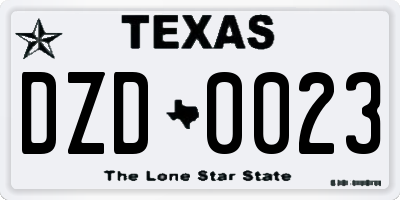TX license plate DZD0023