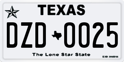 TX license plate DZD0025