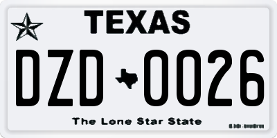 TX license plate DZD0026