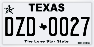 TX license plate DZD0027