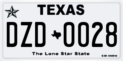 TX license plate DZD0028