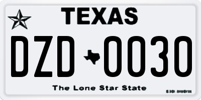 TX license plate DZD0030